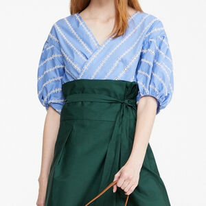 Weekend Max Mara Eyelet Embroidered Wrap Blouse Top Size 6 Cotton